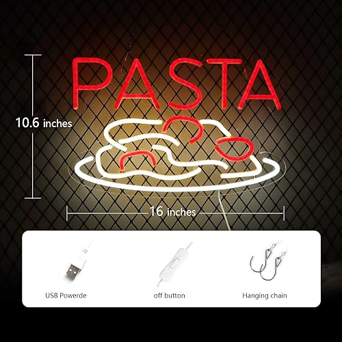 Miniatura 3 de JFLLamp Letreros de neón de pasta para decoración de pared, luces de neón para dormitorio, letreros LED de negocios adecuados para pasta italiana,
