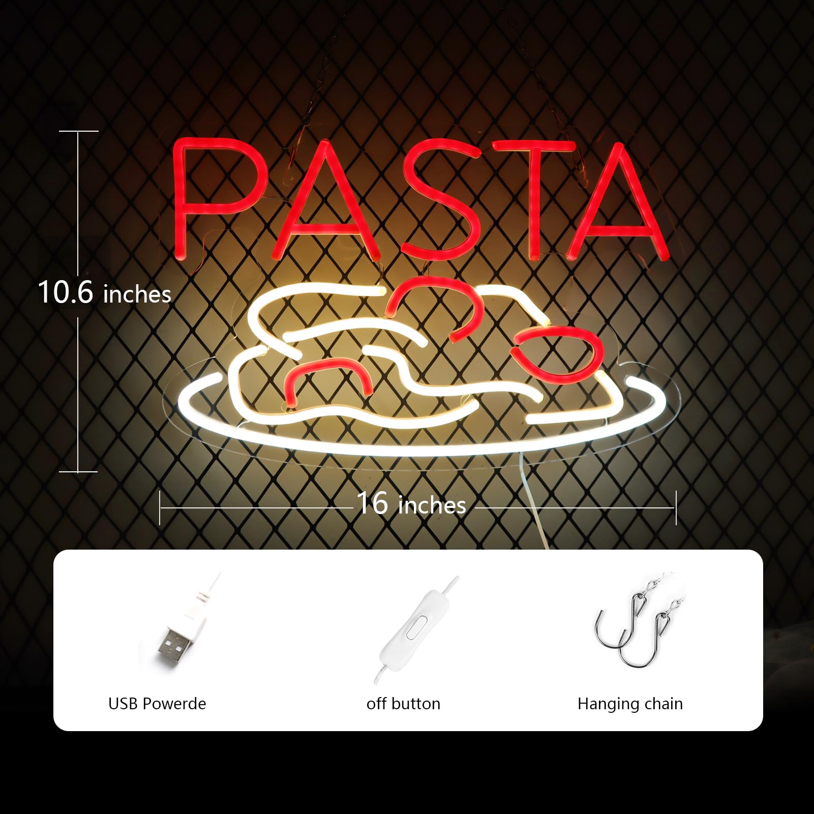 JFLLamp Pasta Neon Signs for Wall Decor Neon Lights for Bedroom