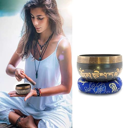 Miniatura 4 de Juego de cuencos tibetanos cantantes, cuenco de meditación para curación y atención plena, cuenco de sonido de meditación hecho a mano en Nepal