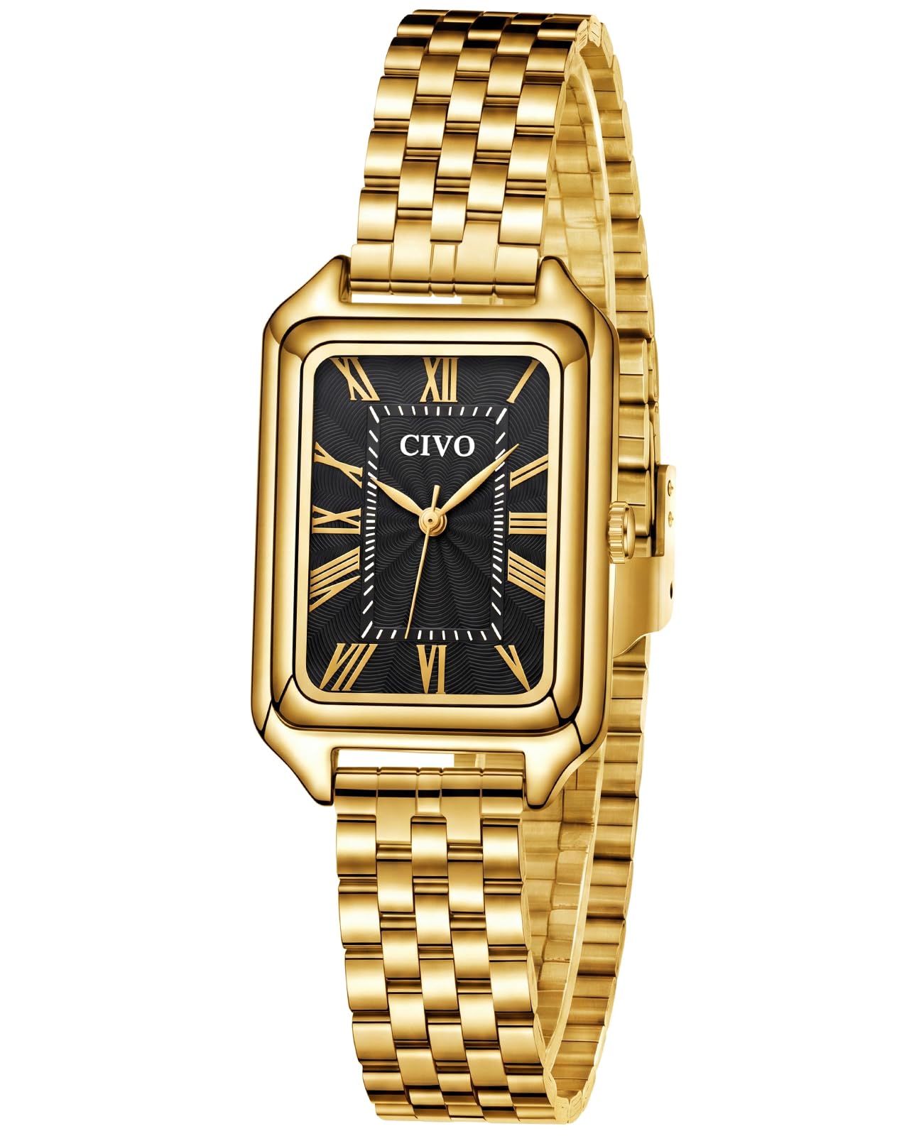 CIVO Vintage Armbanduhr Damen Römisches: Rechteckiges Gehäuse Analoge Damenuhr Gold Silber Edelstahl - Geschenke für Elegante Damen Mama Freundin