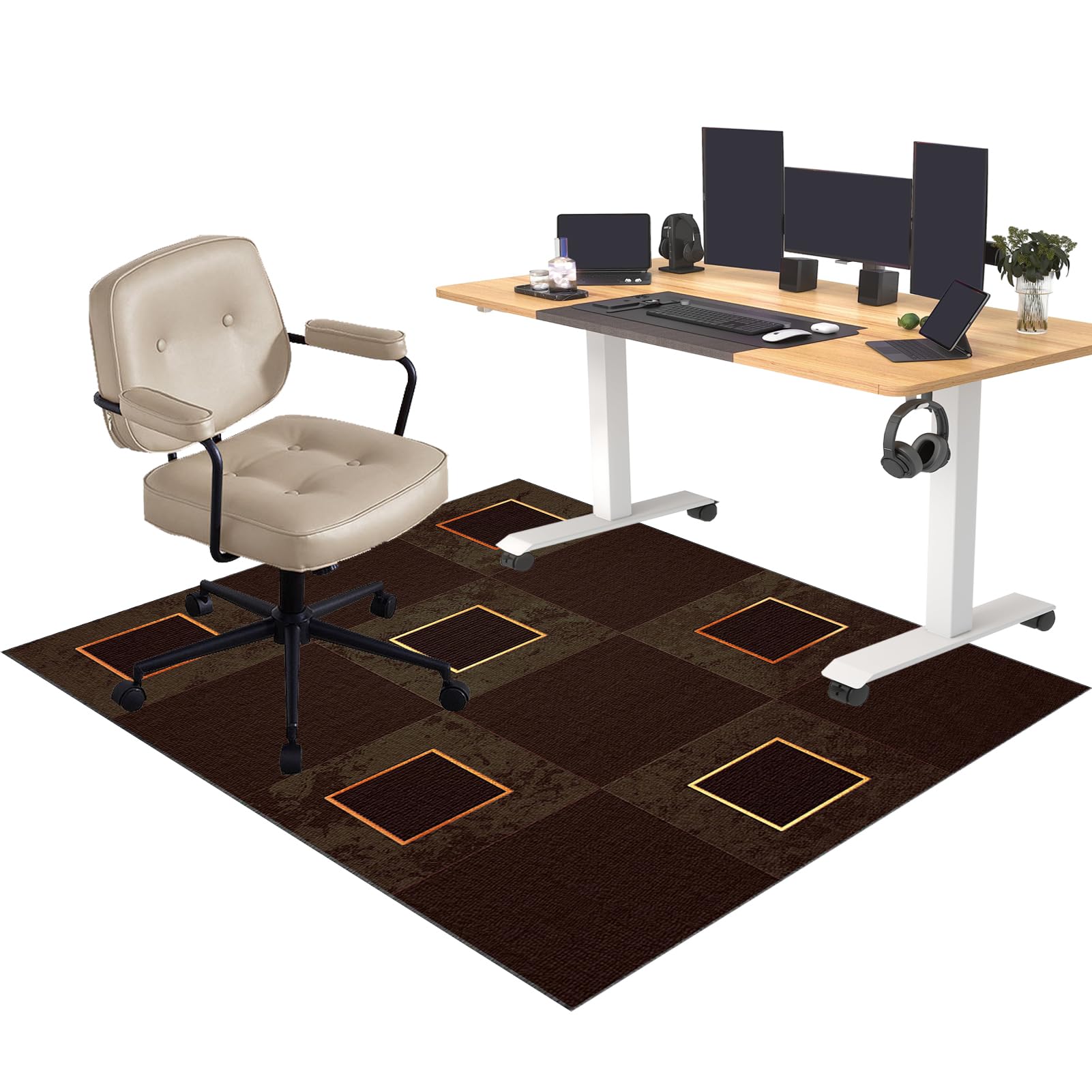 Alfombrilla protectora para silla de escritorio, 70 x 100 cm, antideslizante, de tela, para silla de oficina, protege los suelos de parquet de las ruedas de las sillas