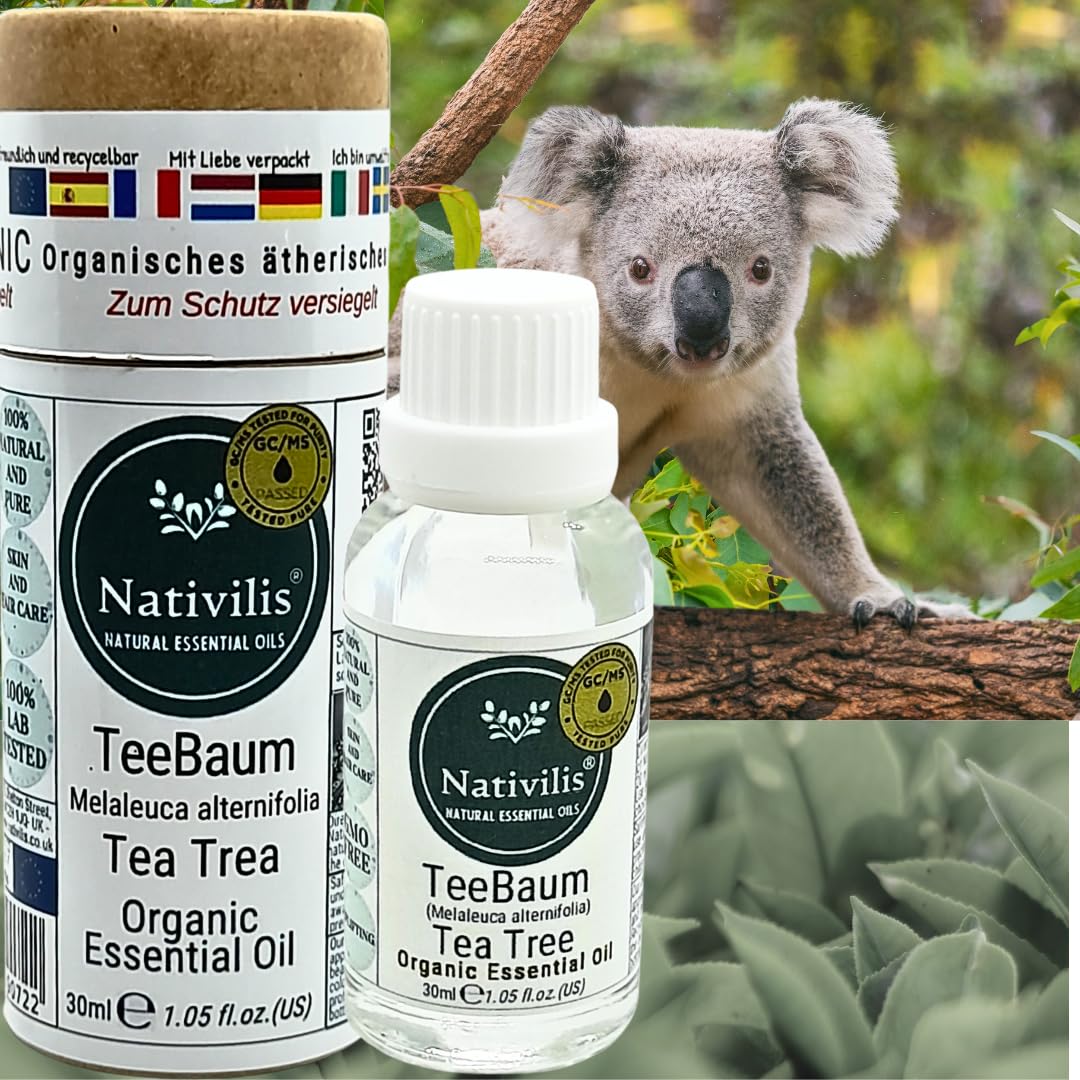 Nativilis Bio Ätherische Öle Set – Air & Earth Kollektion – Eukalyptus, Zitronengras, Teebaum, Zypresse & Schwarzfichte – 5 x 30 ml – Für Aromatherapie & Diffusor