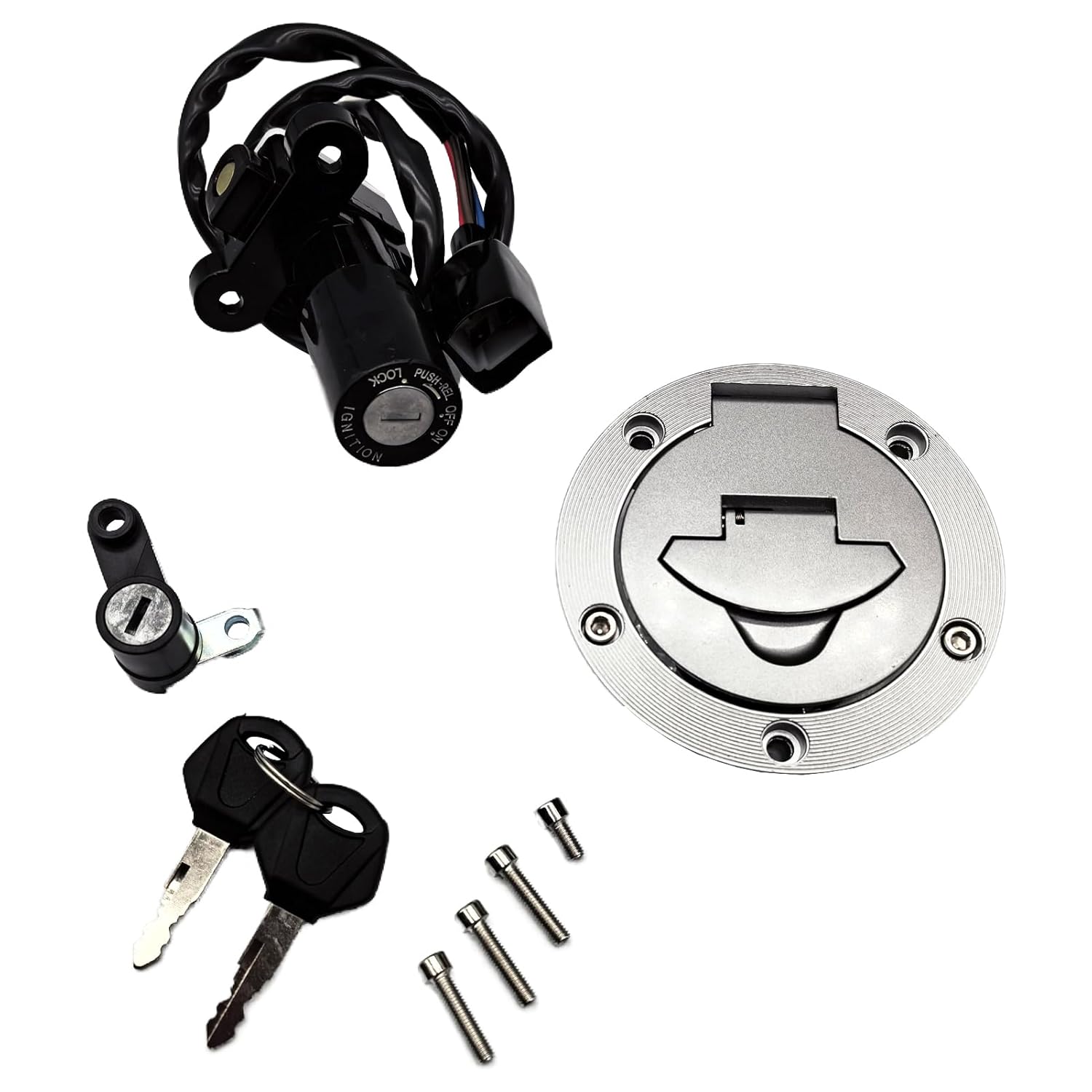 Complete Set of Ignition Switch Gas Fuel Tank Cap Seat Lock Key Set fits for Yamaha YZF-R3 2015-2018 YZF-R25 2015-2019