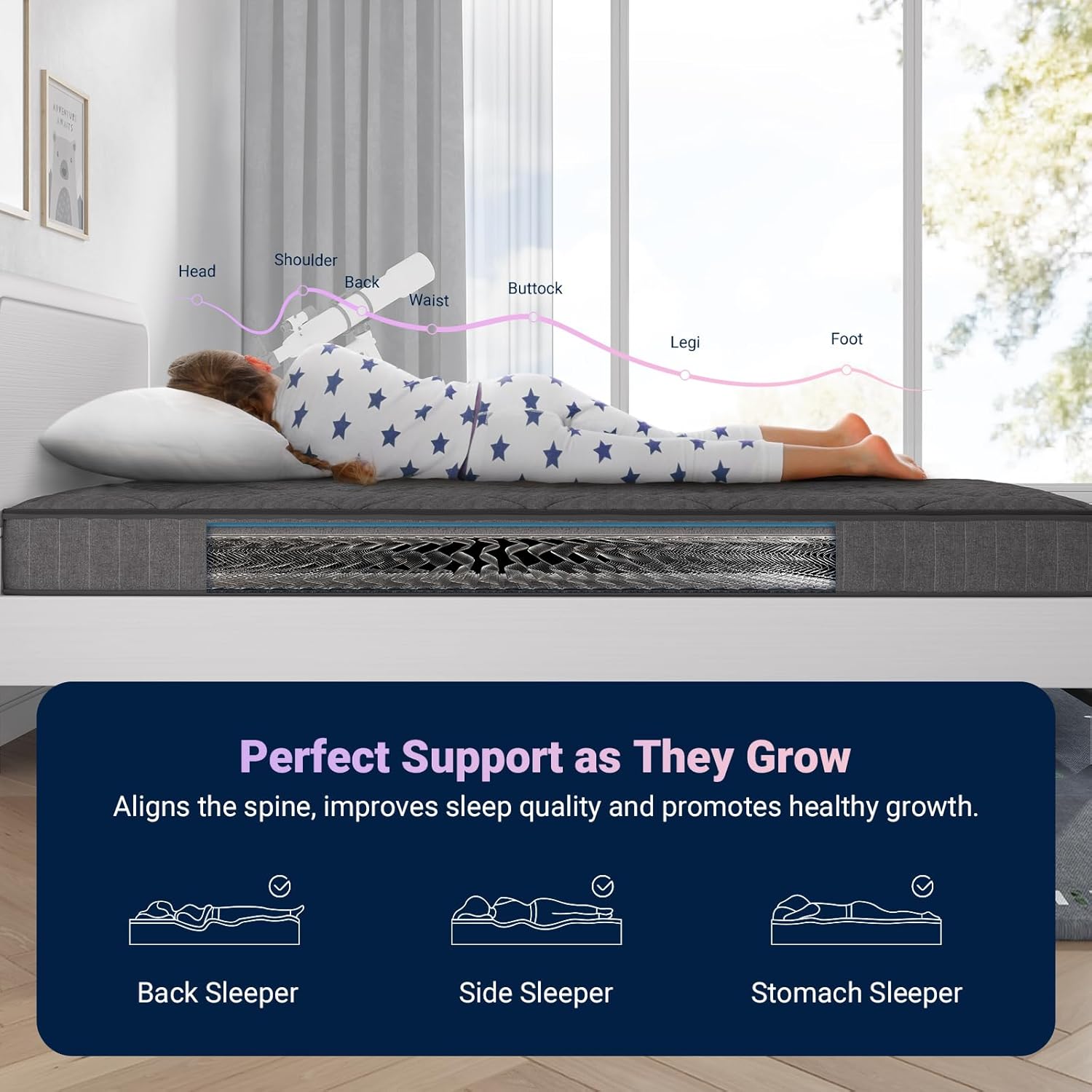 Avenco Twin Mattress, 6 Inch Twin Size Mattress in a Box for Kids, Medium Firm Hybrid Mattresses with Bonnell Spring and Gel Memory Foam for Cool Night Sleep & Pressure Relief, CertiPUR-US Certified