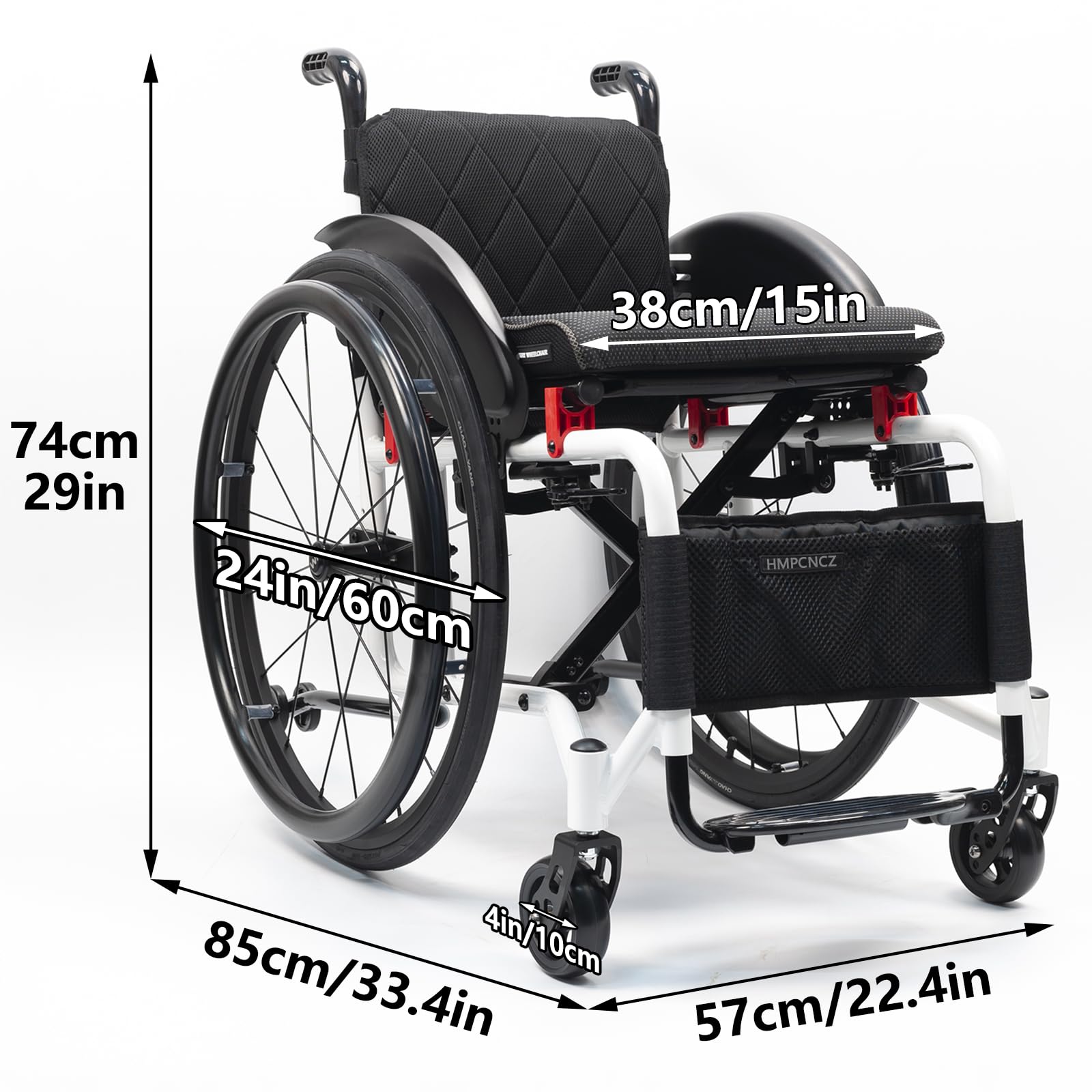 Silla de Ruedas Deportivas para Adultos,Silla de Ruedas Deportivas Plegable Ultra Ligera para Todo el Terreno,Silla de Ruedas de Aluminio silenciosa portátil para Todo el Terreno(38cm/15in)