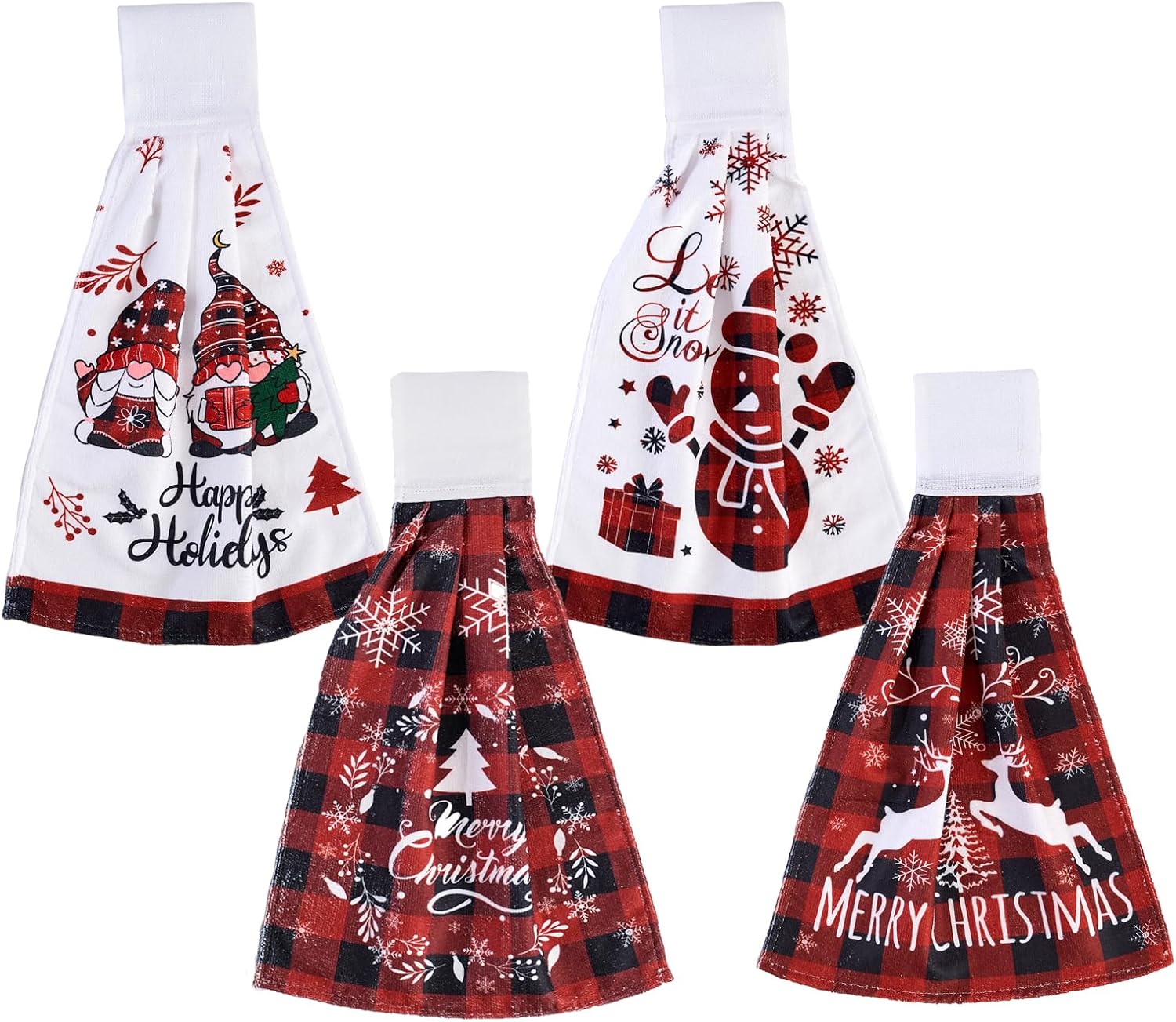 Christmas Hanging Towels for Kitchen Set of 2 Tie Loop Hand Towels for Kitchen Bathroom Decoration(12x17inch, Christmas)