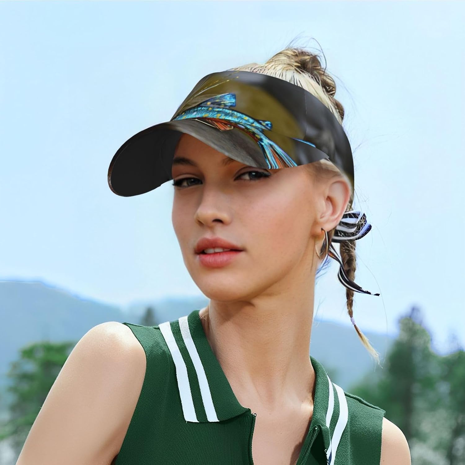 (Brook Trout Fly Fishing) Adult Sun Visor Hat Adjustable Open Top Sports Cap Breathable for Men Women Beach Vacation Essentials Black