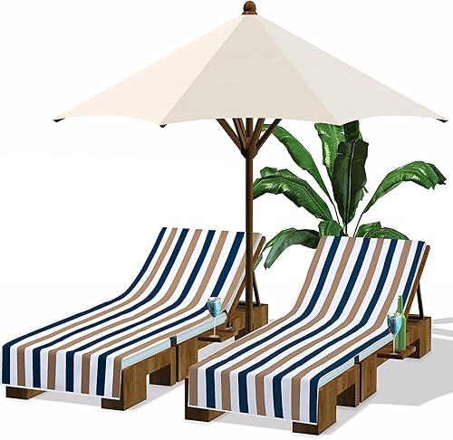 Miniatura 16 de Fumete Paquete de 2 Fundas para Sillas de Descanso 30 x 85 Pulgadas Toallas para Tumbonas de Piscina de Microfibra Toalla de Silla de Playa Portátil