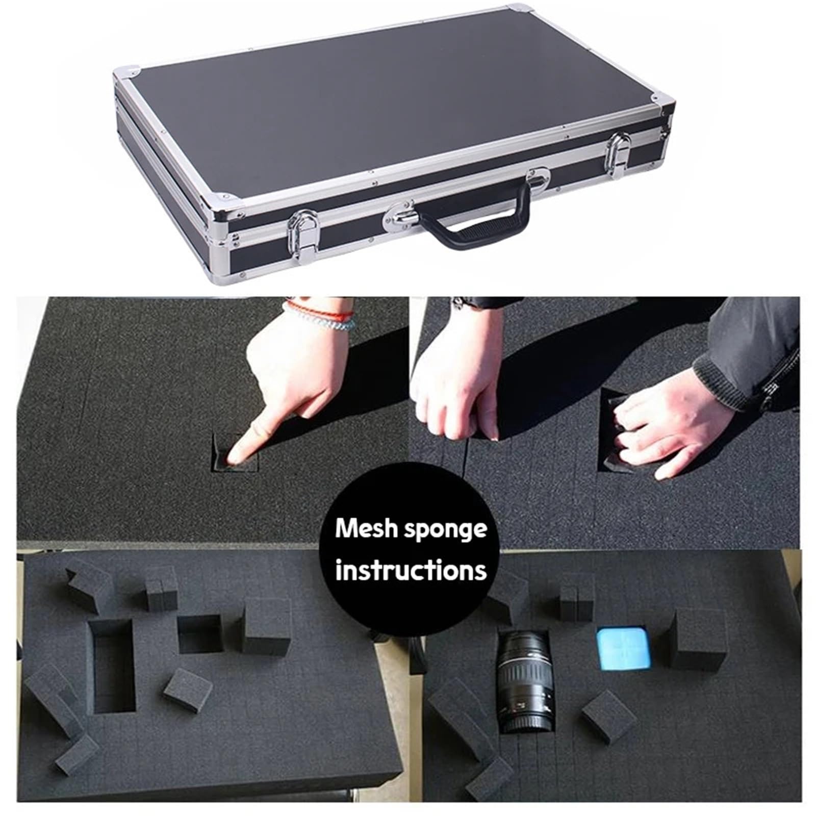 MaletíN De Aluminio Con Asa Caja de Herramientas, caja equipo aluminio, herramientas portátil for mecánico, Maleta gran capacidad, estuche rígido 58x32x8,5 cm, Rectangular(Silver)