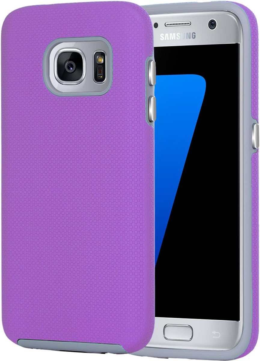Galaxy S7 Case, Samsung Galaxy S7 Case, BENTOBEN 2 in 1 Anti-Slip Dual Layer Hybrid Hard PC TPU Bumper Scratch-Resistant Shockproof Protective Case for Samsung Galaxy S7, Purple