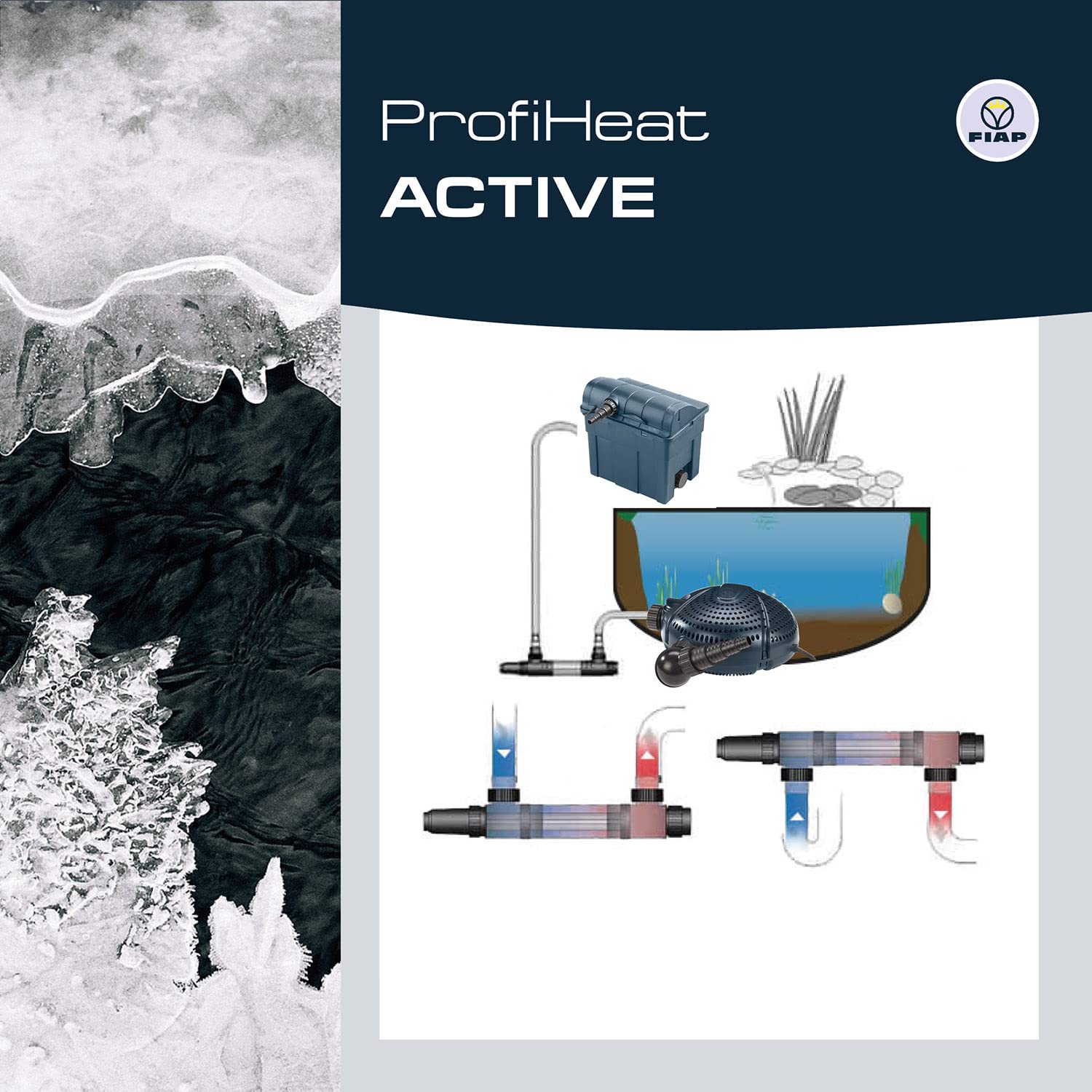 FIAP ProfiHeat Active 1.000 - Teichheizer - Edelstahl - Thermostat - Eisfreihalter - Gartenteich - Koiteich - Teichzubehör 1 kW - max. Teichgröße 5 m³