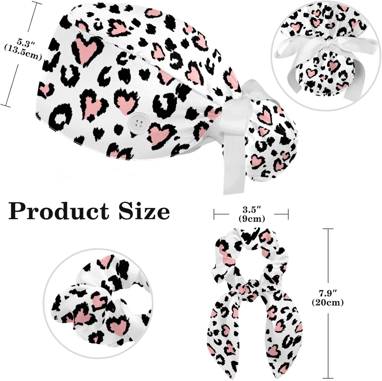 Women’s Working Cap with Button and Ribbon Tie, Long Hair with Hair Band Cute Koala in Tree Ice Cream Watermelon