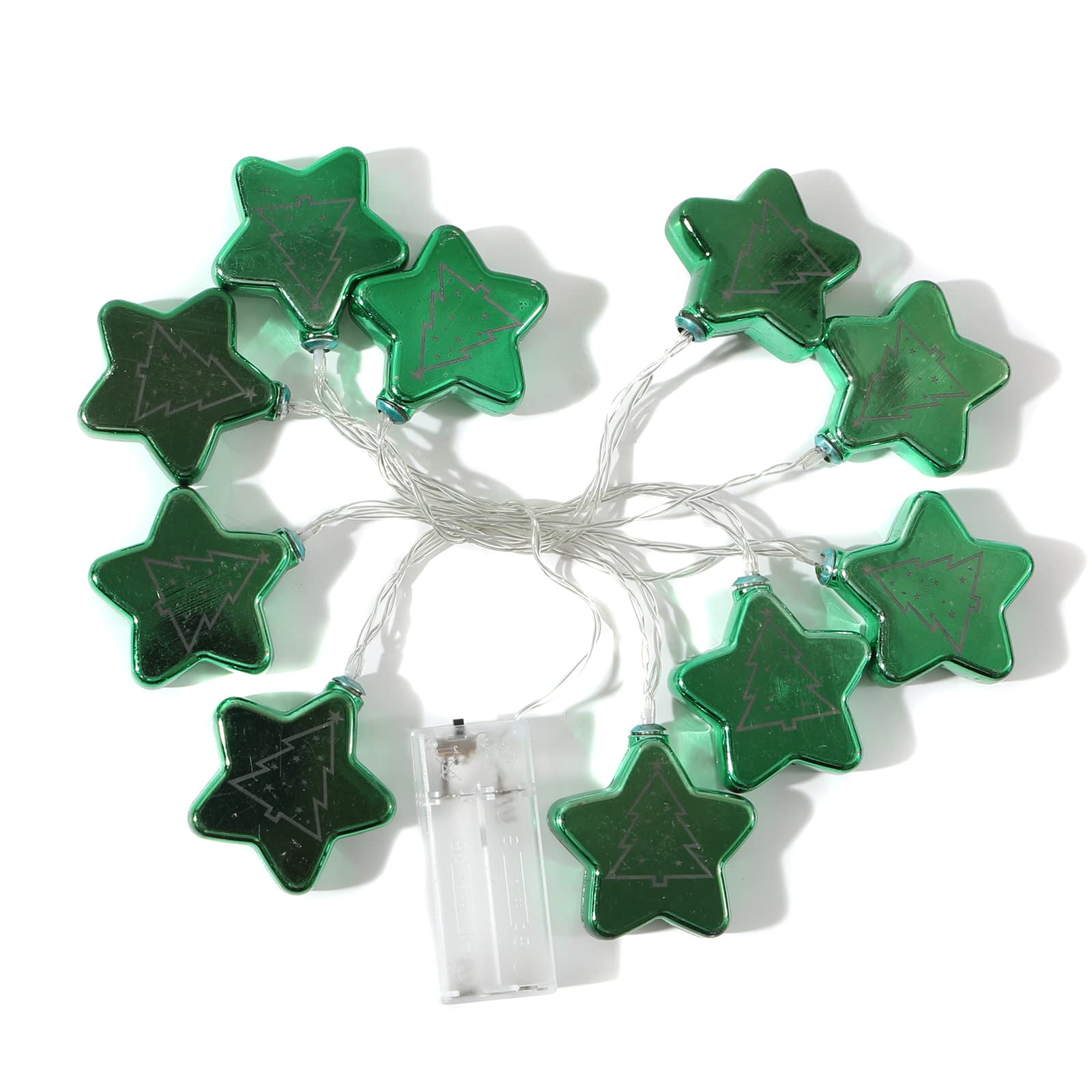 Guirnalda de luces LED con estrellas, 1,5 m, 10 ledes, funciona con pilas, guirnalda de luces para árbol de Navidad, cortina de luces para ventana, para dormitorio, árbol de Navidad, decoración