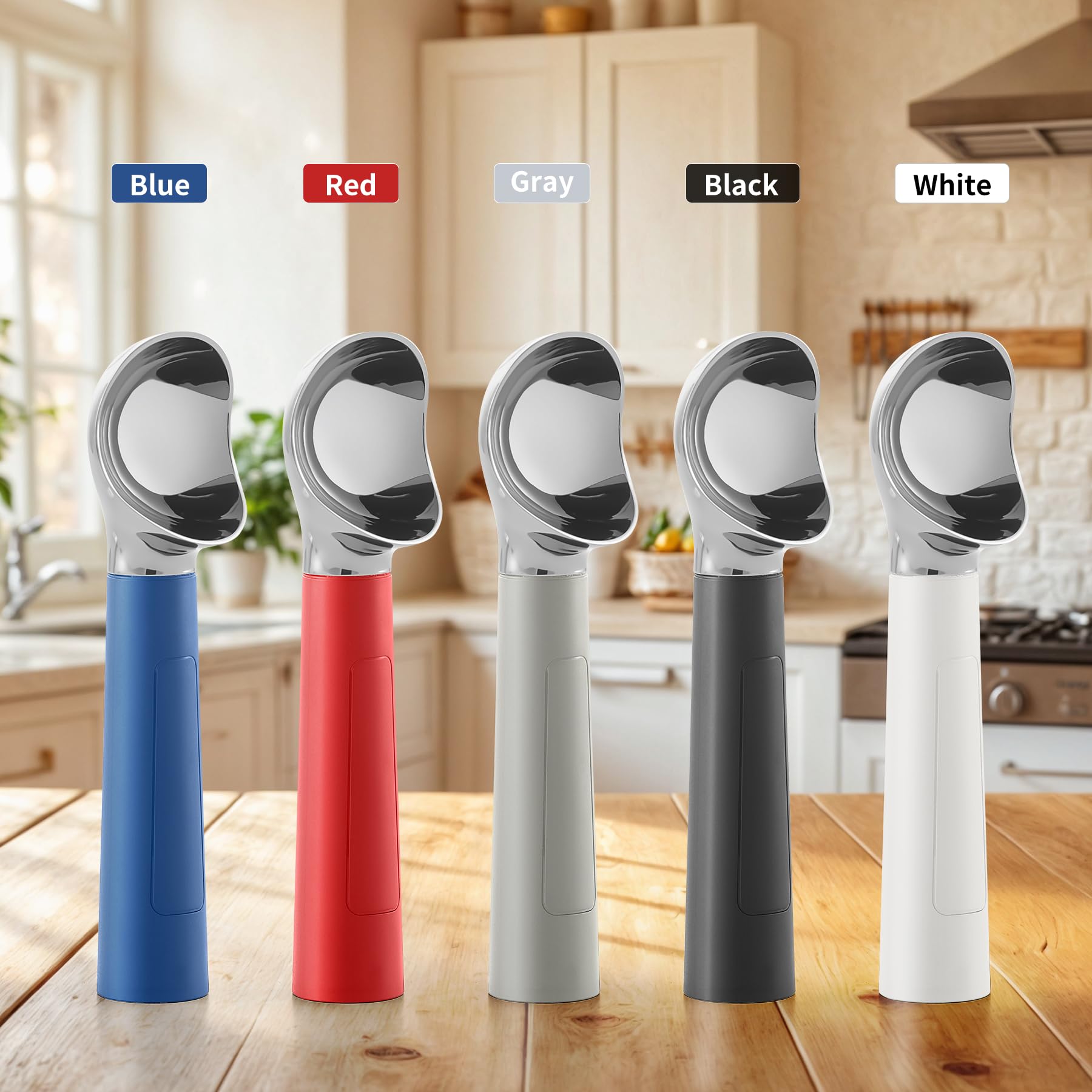 Paletta per gelato riscaldata Ricaricabile, scooper per gelato elettrico con display LED, riscalda fino a 70°C per gelato duro, facile per anziani e bambini, impermeabile IP67 (Nero)