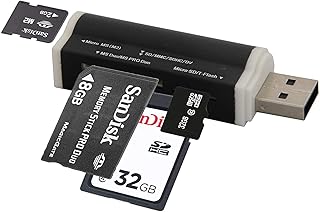 cofi1453 USB Kartenleser Cardreader kompatibel mit SD/Micro SD/M2/M2PRODUO USB Kartenlesergerät Multi Adapter Schwarz