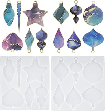 Silicone Resin Mould, Christmas Pendant Jewelry Resin Casting Moulds Irregular Pendant Epoxy Resin Silicone Mould for Jewelry Craft Making DIY