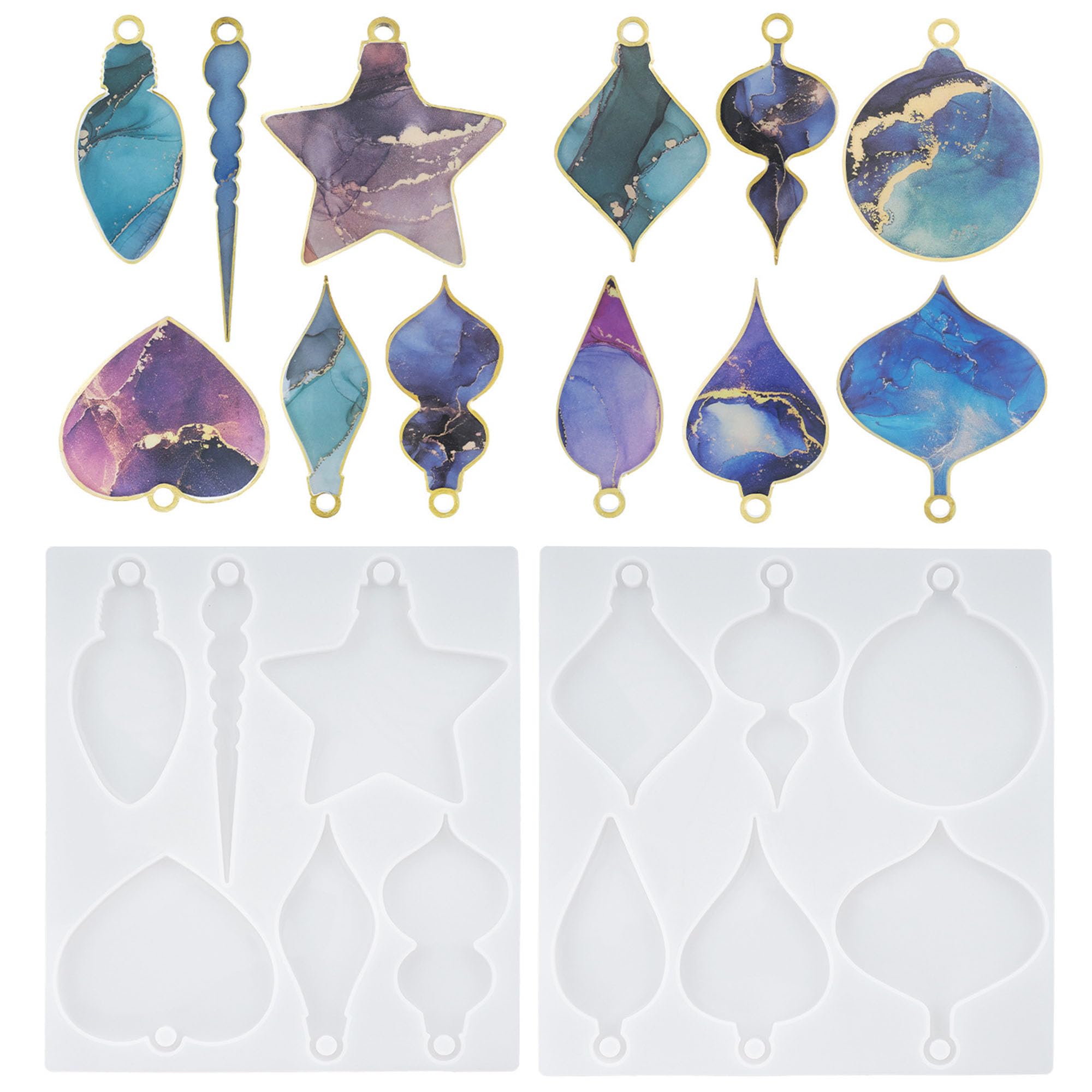 Attuslla Silicone Resin Mould, Christmas Pendant Jewelry Resin Casting Moulds Irregular Pendant Epoxy Resin Silicone Mould for Jewelry Craft Making DIY — image 1