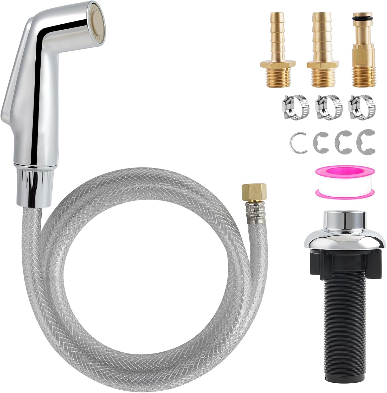 Universal Fit Kitchen Faucet Sprayer Attachment/Hose/Holder Set Compatible with Moen/Delta Faucet Sprayer Replacement, Kitchen Sink Side Sprayer Head, Chrome