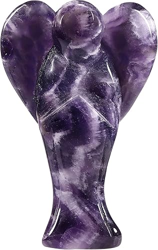 Miniatura 12 de mookaitedecor Estatua de ángel guardián de cristal de cuarzo rosa de 3 pulgadas, estatua de ángel tallada a mano con alas de corazón