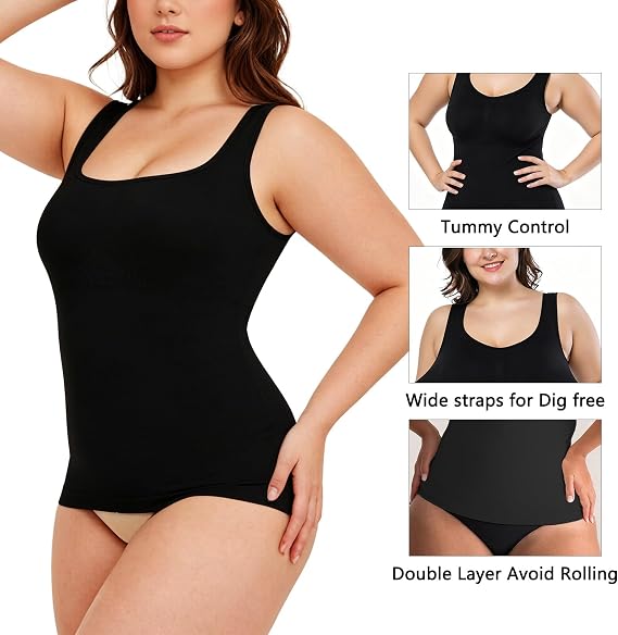 Compressions Tank Top for Women Tummy Control Shaping Vest Seamless Slimming Camisole Shapewear Cami Top
