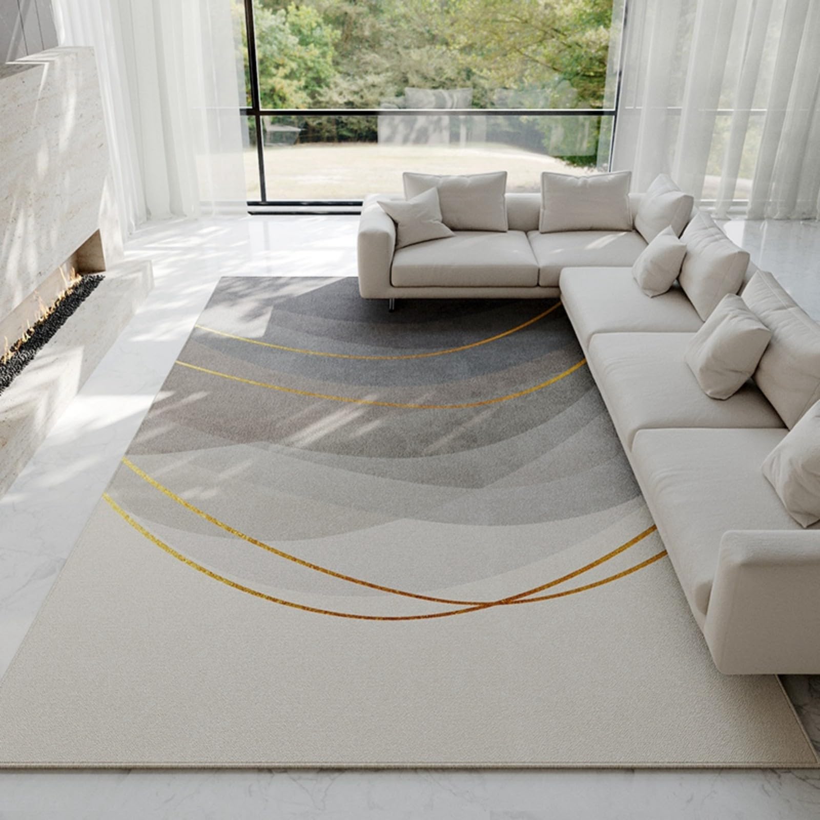 Tapis de salon luxueux et moelleux, l'élégance d'une descente de lit haut de gamme