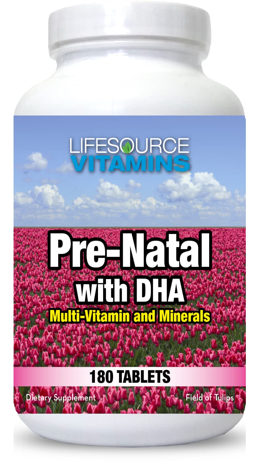- LifeSource Vitamins Pre-Natal Multi-Vitamins and Minerals with DHA - Mom and Baby Health - 180 Tablets