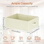 Storage Baskets 3 Pack - Large Fabric Storage Bins for Shelves, Collapsible Storage Baskets for Shelves for Organizing Closet Shelf, Closet Storage Bins with Handles (Beige, 39x29x14cm)