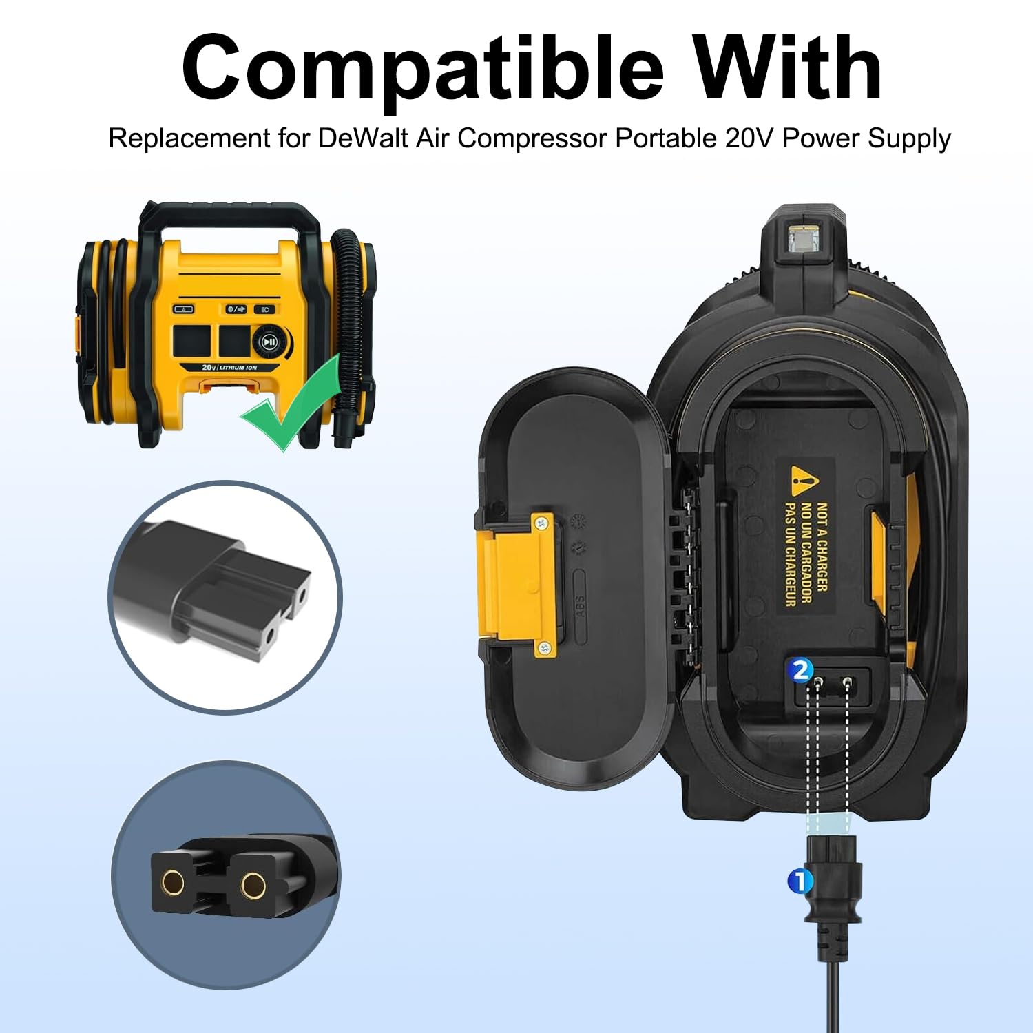 KFD Bloc d'alimentation 13,8 V Power Supply Chargeur pour compresseur sans fil Dewalt N557515 DCC018N DCC018N-XJ N557514 DCC020IB Accessoires 20 V Inflateur sans fil Air Compressor Adaptateur secteur