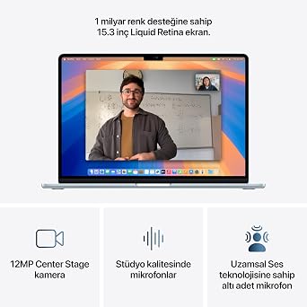 15-inch MacBook Air Laptop with Apple 2025 M4 chip: 15.3-inch Liquid Retina Display, 16GB Unified Memory, 256GB SSD Storage, 12MP Center Stage Camera, Touch ID; Sky Blue