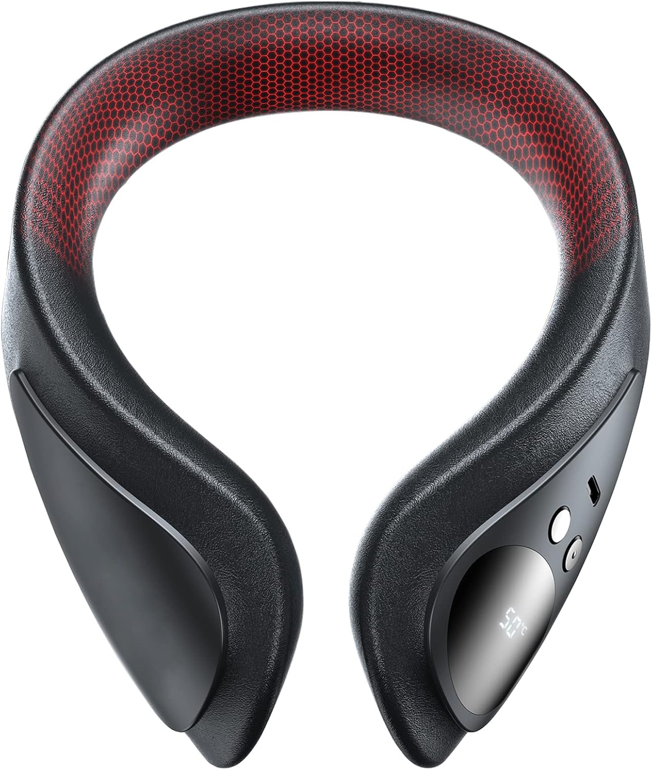 Portable Neck Warmer Rechargeable, Soft Leather Cordless Neck Heater Wrap Graphene Heated Scarf with 12 Heat Levels, Hand Warmers Electric Heating Pad for Pain Relief, Warm Gifts for Women Men Black