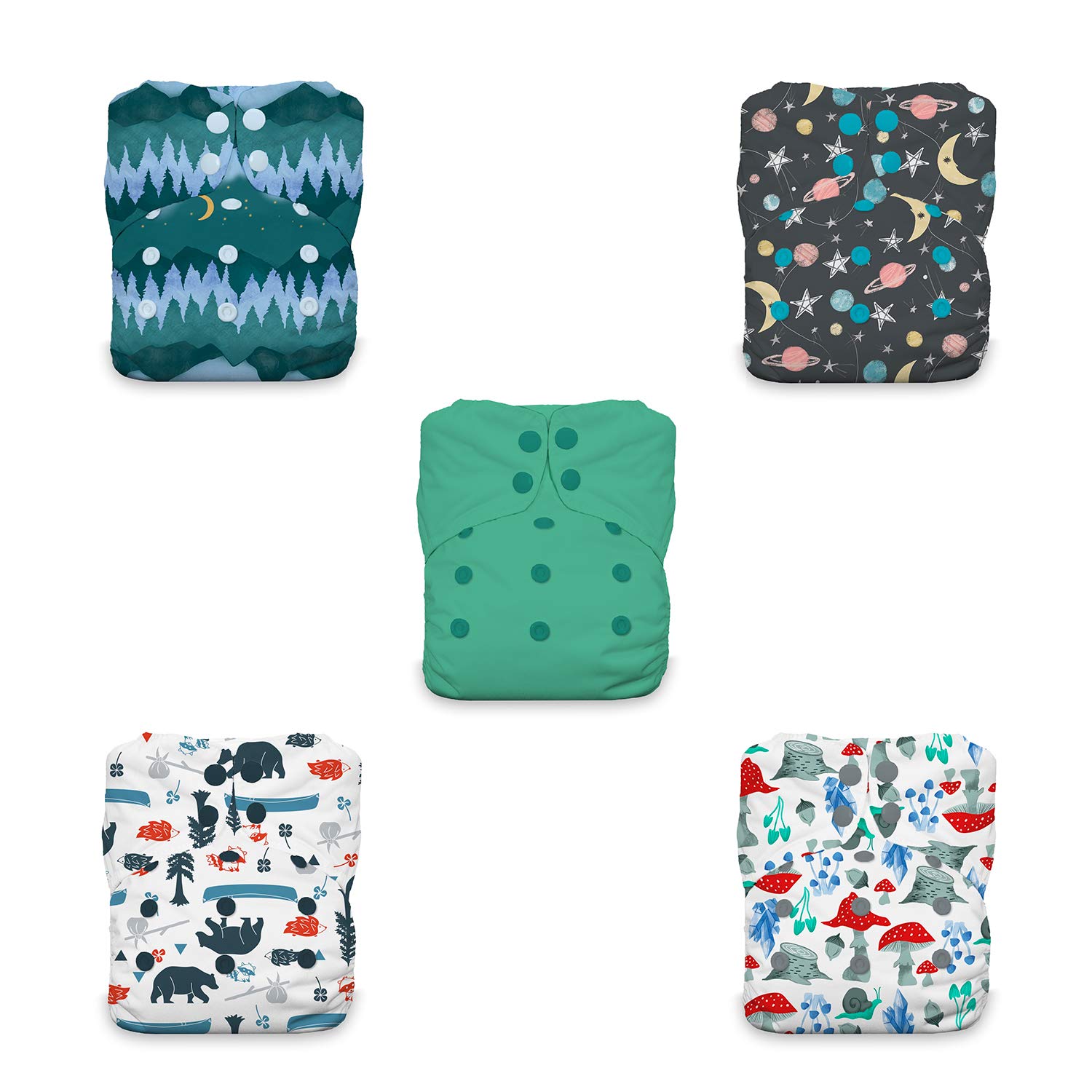 ThirstiesBundle of Adventure Cloth Diaper Collection Package, Snap One Size All in One Cloth Diaper, Bundle of Adventure