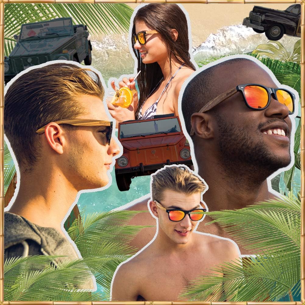 Woodies Zebra Wood Sunglasses with Mirrored Polarized Lens and Wooden Frame for Men and Women | 100% UVA/UVB Protection - Image 2
