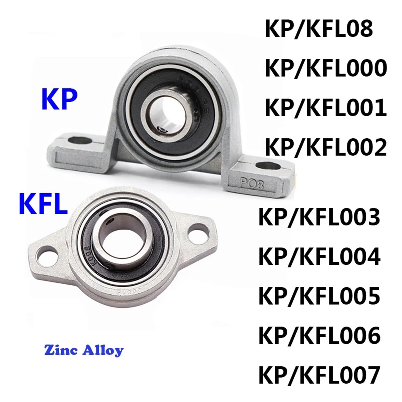 1 Stück Zinklegierung Durchmesser 8 10 12 17 mm Bohrung Kugellager Stehlager montierte Unterstützung Kfl08 Kfl004 Kfl002 Kp08 Kp000 Kp003 Kp005(KFL005 25mm)