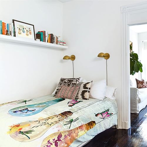 Miniatura 5 de Tapiz para colgar en la pared, diseño de flores, mariposas, hojas estéticas, para dormitorio, sala de estar, dormitorio universitario, habitación de