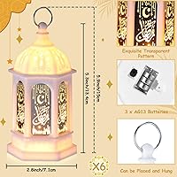 Vista 2 de Threan 6 faroles de Ramadán con luces LED mini Eid Mubarak, decoraciones de Ramadán para el hogar, mesa, pared, centros de mesa y decoración