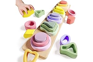 Montessori Learning Pockets, Wooden Sorting and Stacking Fun for Toddlers