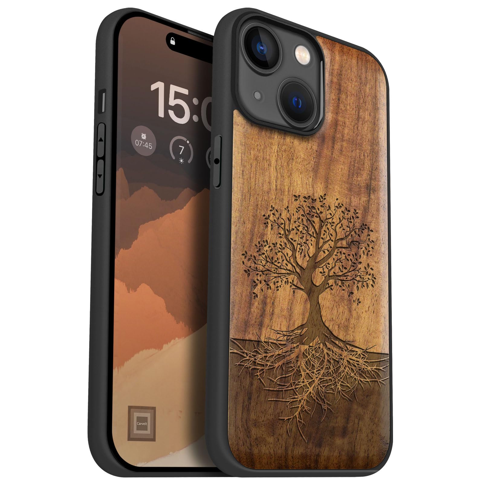Étui bois de téléphone iPhone 15 motif Arbre avec des racines - 7