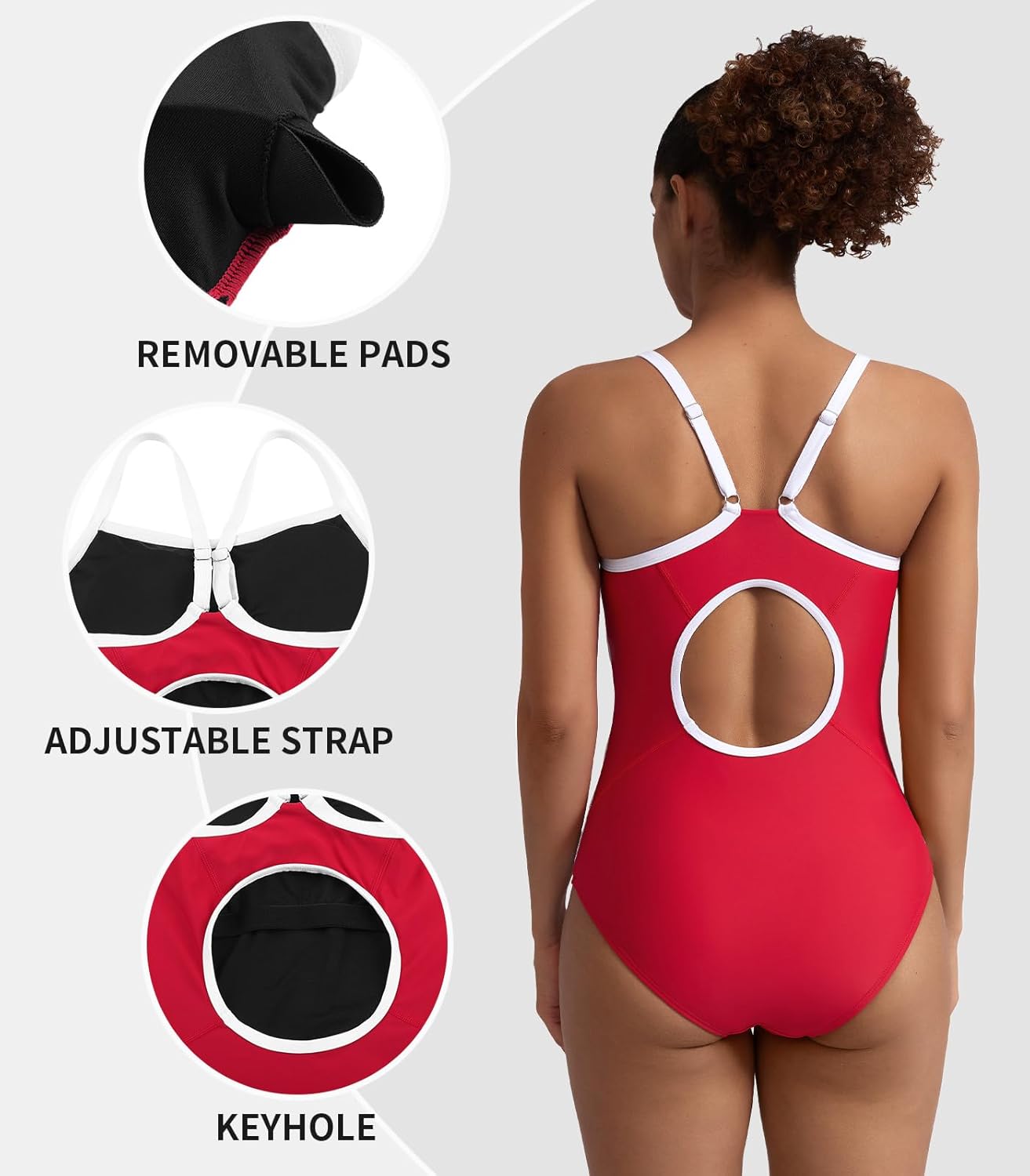 beautyin Women's One Piece Swimsuit Guard Bathing Suit Athletic Adjustable Strap Swimwear - Image 4