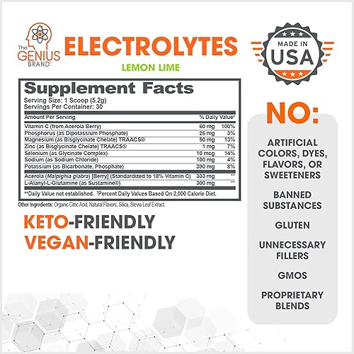 Miniatura 5 de The Genius Brand Genius Electrolytes - Polvo de electrolitos para estilos de vida activos - Apoya la hidratación, energía, resistencia, crecimiento