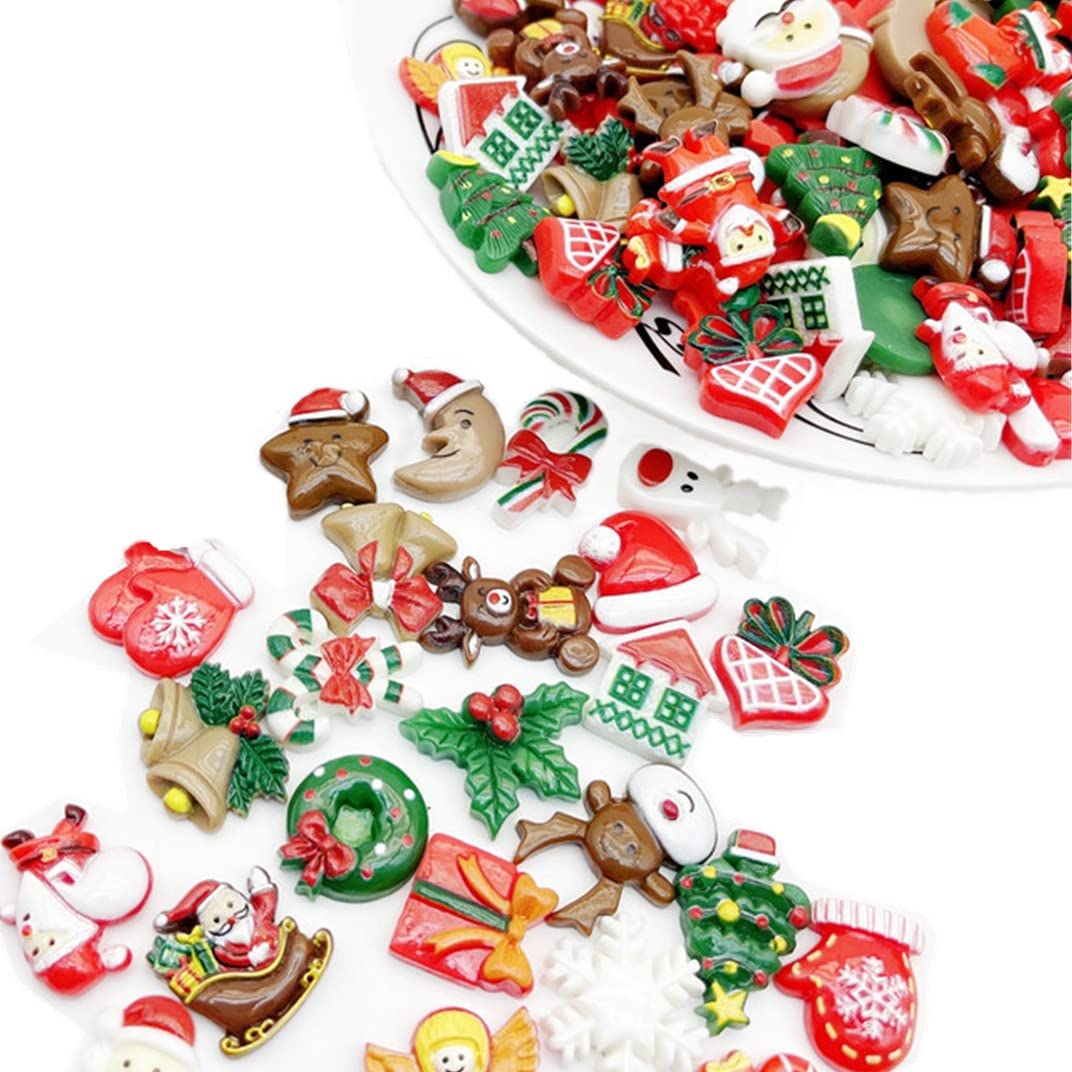 50-Piece Mini Snowman Flatback Charms - Cute Christmas Resin Figures For Crafts, Slime, Phone Cases