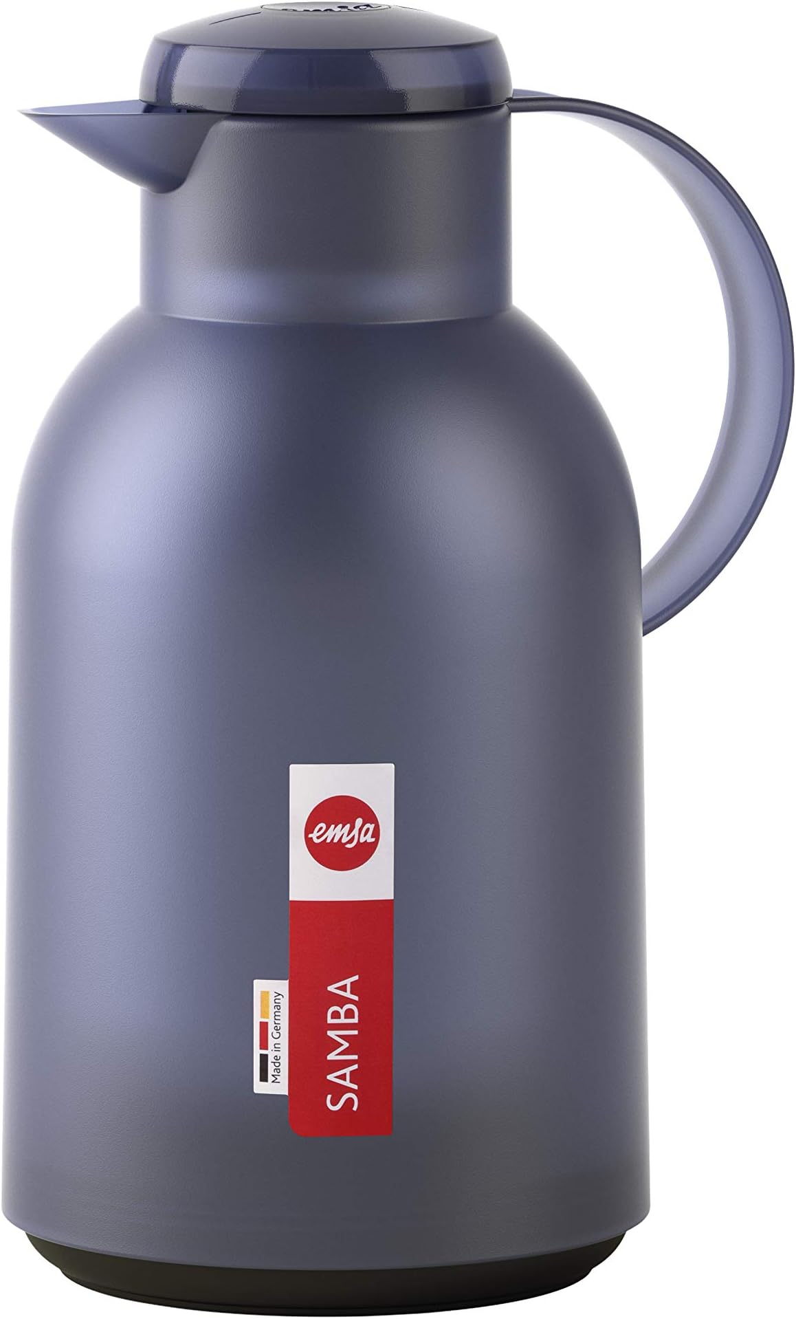 EMSAN40120 Samba Insulated Jug 1.5 Litres Quick Press Closure 12 Hours Hot and 24 Hours Cold Translucent/Blue-Grey