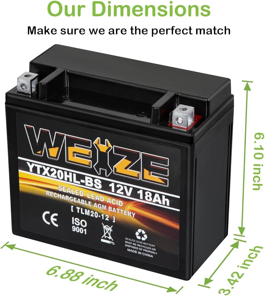Amazon.com: Weize YTX20HL-BS Battery, High Performance Amazon.com: Weize YTX20HL-BS Battery, High Performance