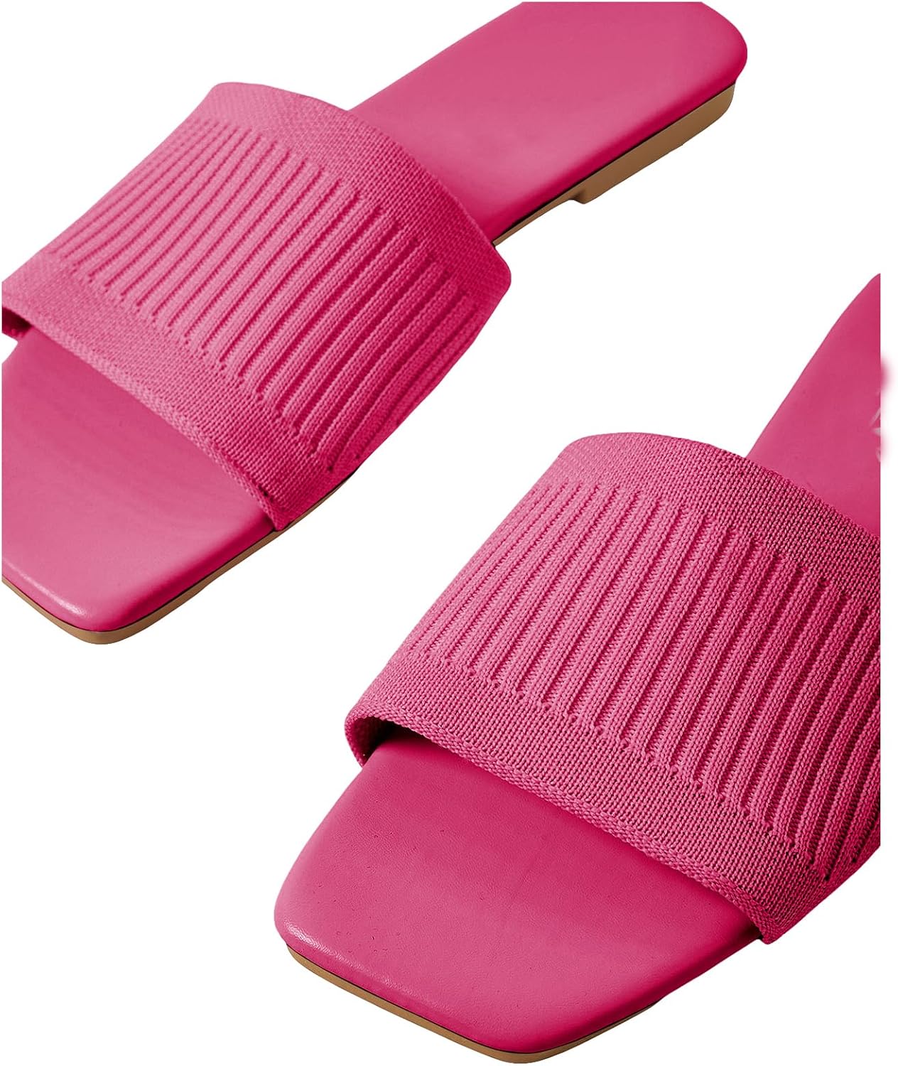 OYOANGLE Women's Square Open Toe Slide Sandals Summer Slip on Flat Sandals image 3