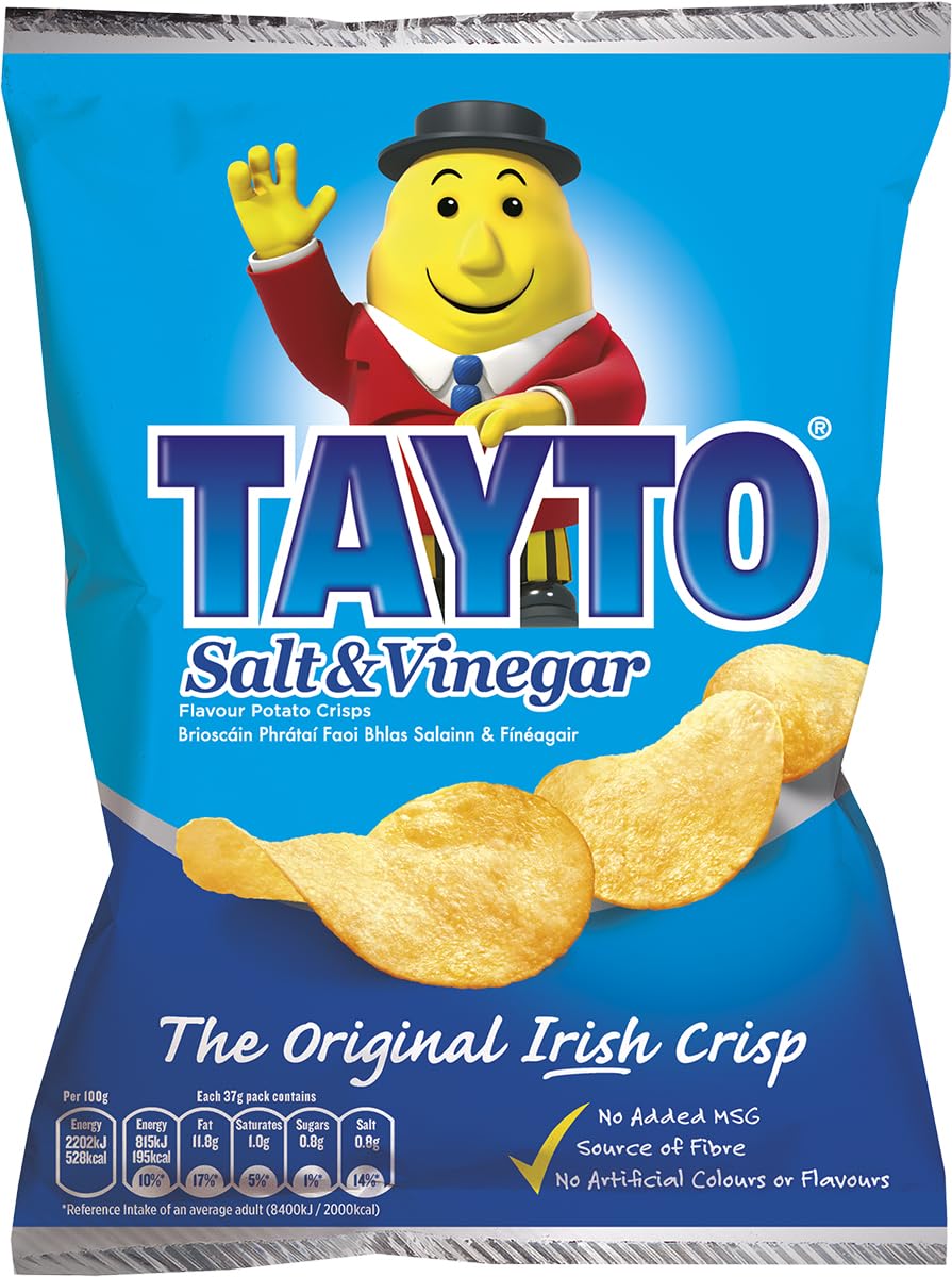 Tayto Salt &amp; Vinegar 37g 1.3oz 5 Pack