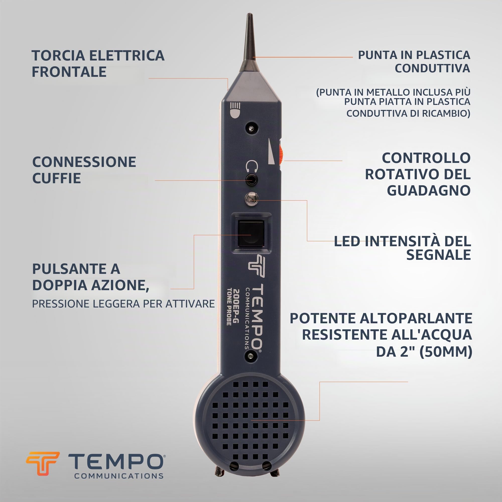 Tempo Communications 701K-G - Kit professionale per la tracciatura dei cavi, Sonda Passacavi Elettrica