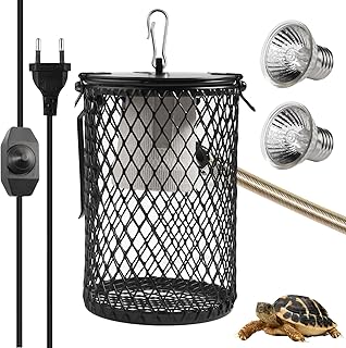 BlueXP Reptile Heat Lamp Protective Basket with 75 W E27 Halogen Bulb Hanging Heat Lamp Reptiles Protection Basket Adjustable Temperature Winter Heating Accessories for Reptiles Lizards Turtles Snakes product image
