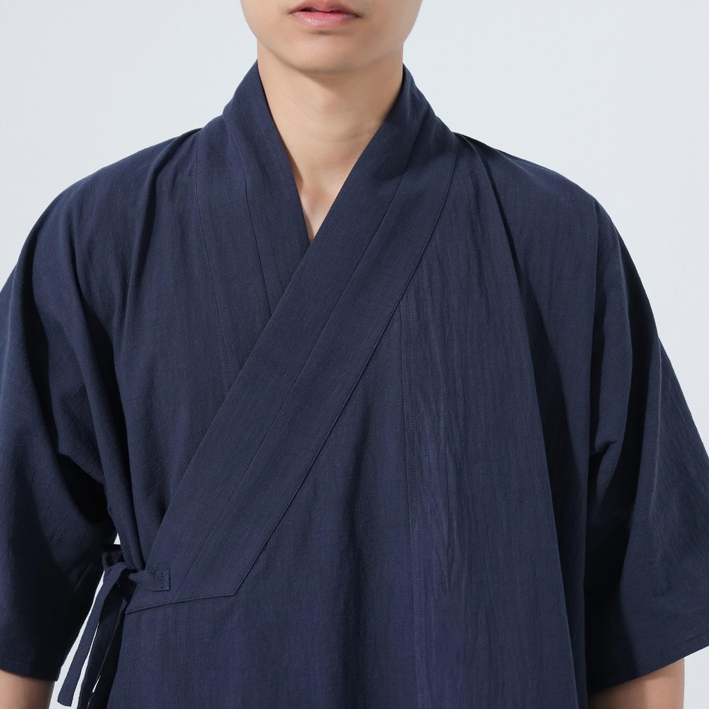 Men's Summer Japanese Vintage Long Cardigan Cotton Linen Tang Suit Hanfu