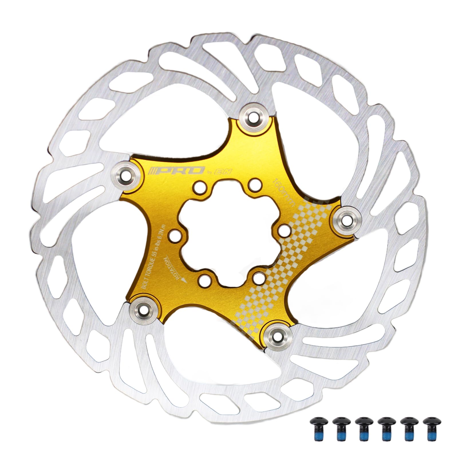 DJC Components Bike Brake Disc Rotor MTB Floating Brake Disc 140mm 160mm 180mm 203mm with 6 bolts Road Bike MTB BMX Steel Aluminum Brake Disc (4# golden, 160mm)