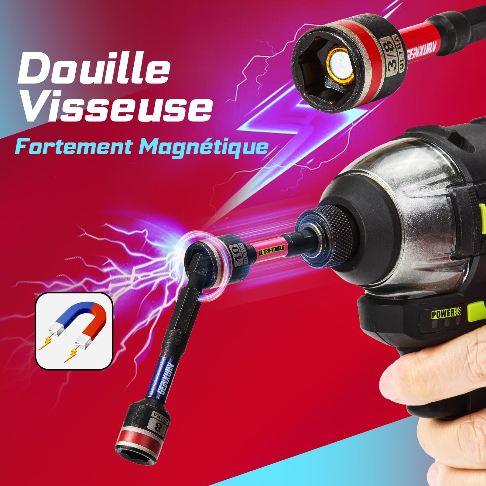 Geinxurn Lot de 99 Embouts de Vissage (Torx, Cruciforme, PZ, Hex, SL), en Acier S2 Magnétique, avec Porte-embout, Adaptateur, Clé à Douille, Embout PH2 avec butée de profondeur avec Boîte de Gris