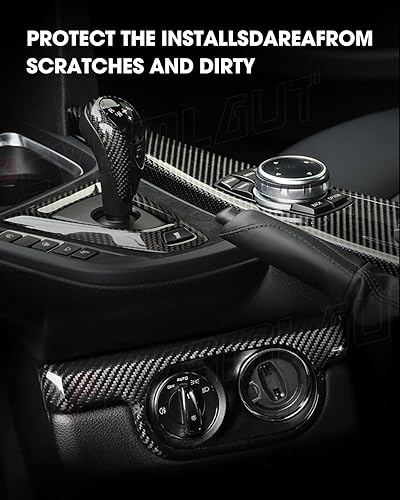 Miniatura 5 de Compatible con BMW Serie 5 520Li 528Li F10 F18 (2011-2017) Adhesivos negros de fibra de carbono para interior de automóvil, personalizadas con